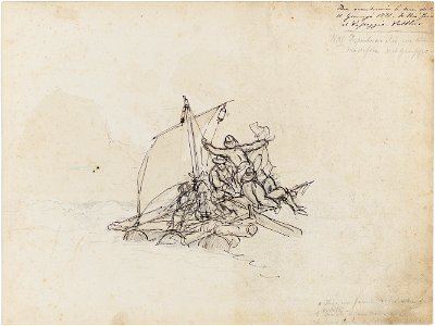 Estudo para náufragos em jangada, da Coleção Brasiliana Iconográfica