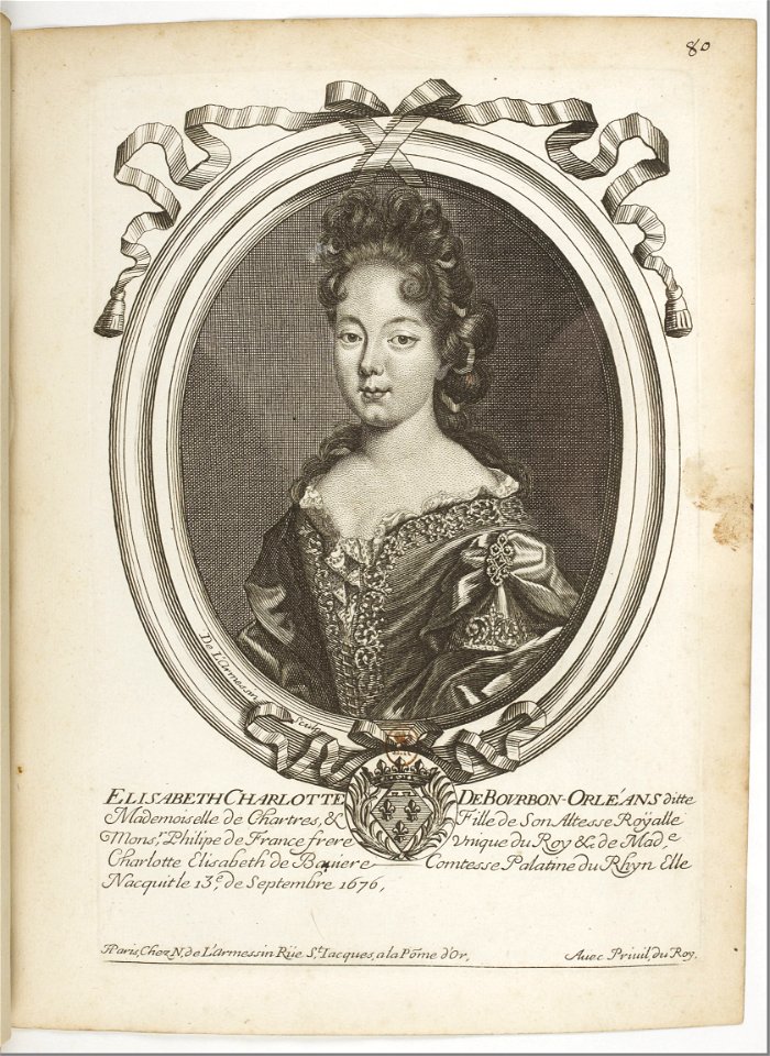 Estampes par Nicolas de Larmessin.f089.Élisabeth Charlotte d'Orléans