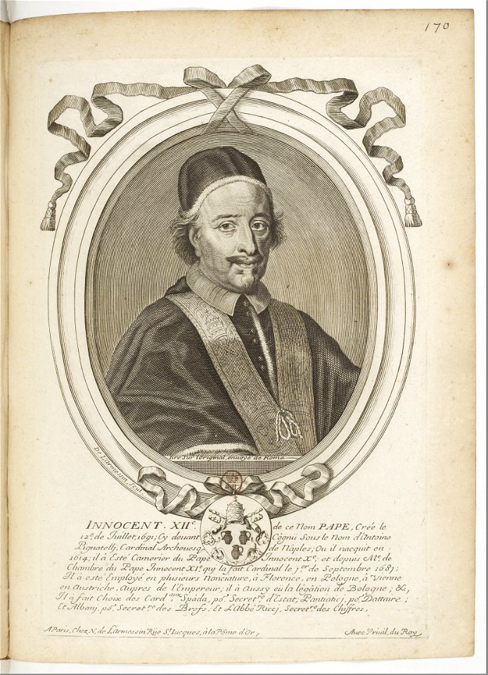 Estampes par Nicolas de Larmessin.f175.Innocent XII, pape