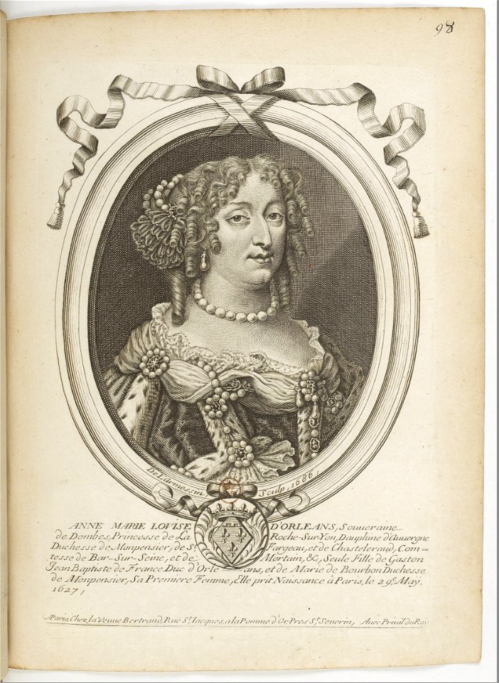 Estampes par Nicolas de Larmessin.f106.Anne-Marie-Louise-Henriette d'Orléans, duchesse de Montpensier