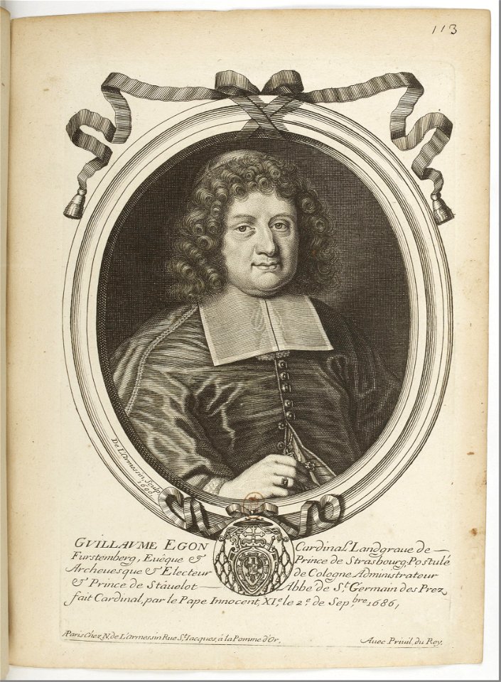 Estampes par Nicolas de Larmessin.f121.Guillaume Egon de Fürstenberg, prince de Landgrave