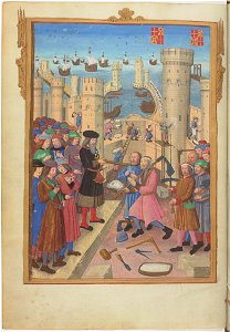 Gestorum Rhodie obsidionis commentarii - BNF Latin6067 f9v (Visite des fortifications)