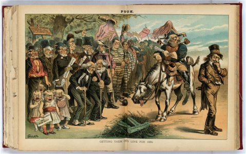 Getting them into line for 1884 - Gillam. LCCN2012645527