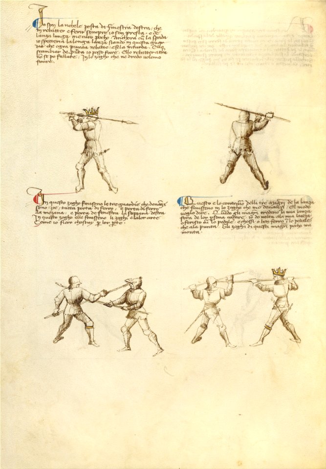 Getty Ms. Ludwig XV 13 39v - Fiore dei Liberi - Combat with Lance - Google Art Project (6903441)
