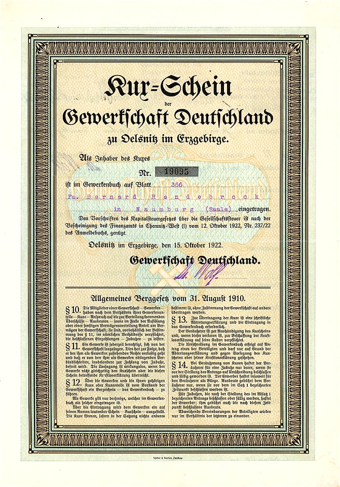 Gewerkschaft Deutschland 1922