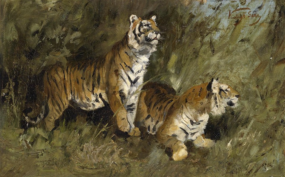 Geza Vastagh Tiger im hohen Gras