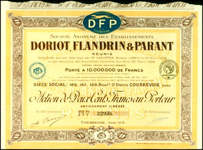 Etablissements Doriot, Flandrin & Parant 1918