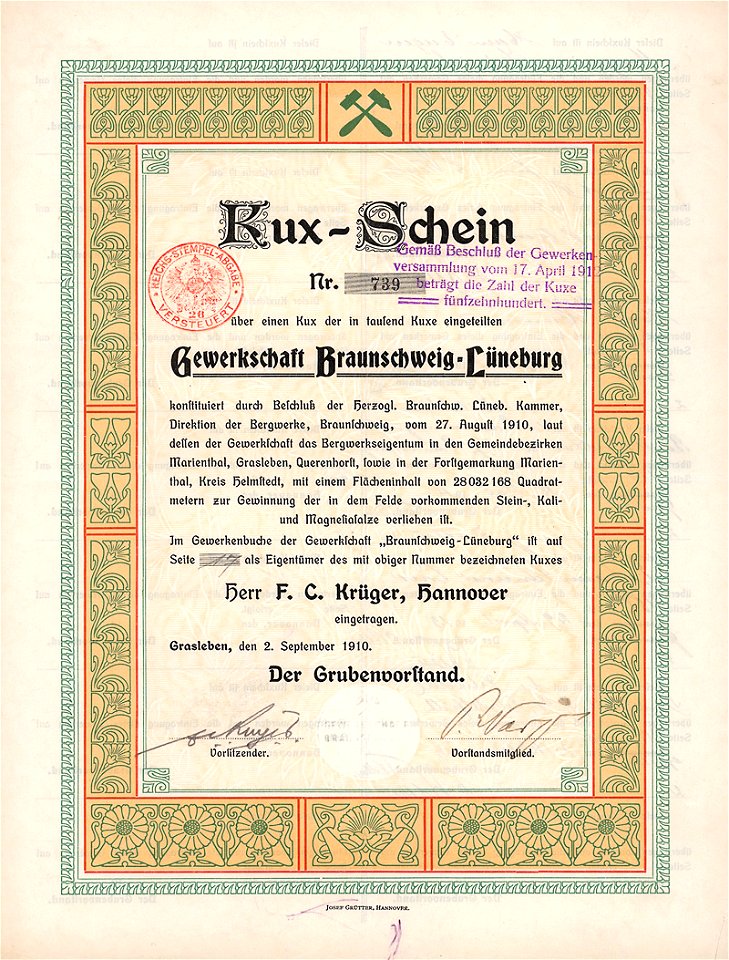 Gewerkschaft Braunschweig-Lüneburg 1910