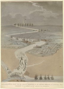 Gezicht in vogelvlucht op de Westerschelde met Engelse, Hollandse en Franse vloten, 1809