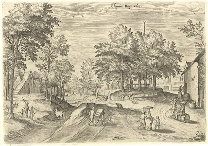 Gezicht op de herberg Klein Bijgaarden, Hans Collaert (I), naar Hans Bol, Jacob Grimmer, 1530 - 1580