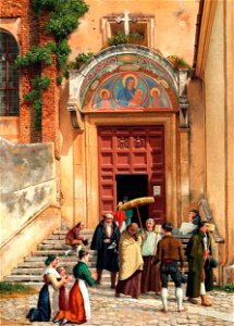 Et romersk kloster (Indgangsportalen til Araceli), munkene hentes til en syg (Eckersberg)