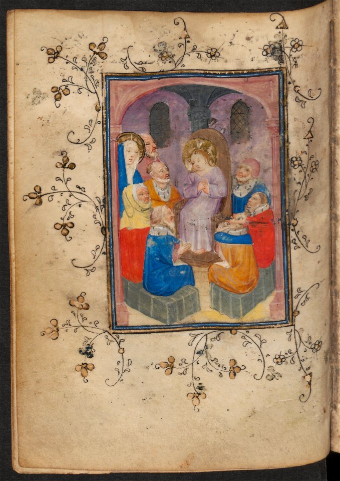 Getijdenboek-UBU Hs. 16 B 8-f.062v-Christus tussen de schriftgeleerden