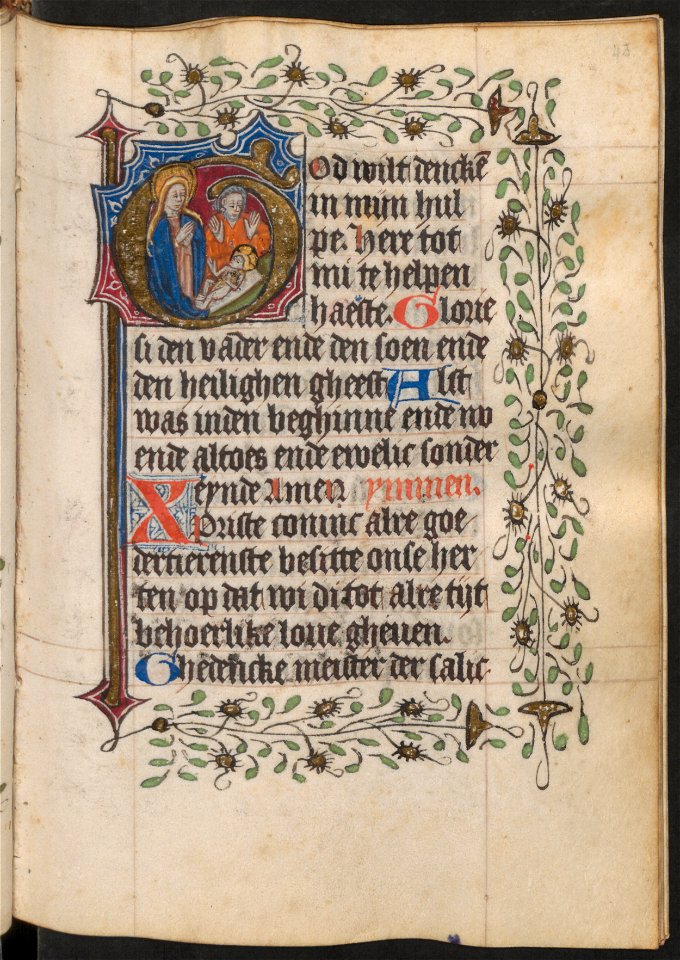 Getijdenboek-UBU Hs. 5 J 27-f.043r-Initiaal met de Geboorte van Christus