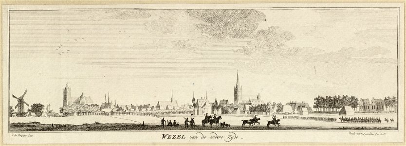 Gezicht op de stad Wezel van de andere Zijde, gezien vanuit de omliggende landerijen. NL-HlmNHA 1477 53009638