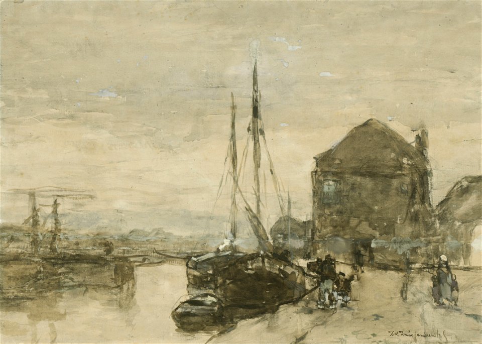 Gezicht op de Turfmarkt met de Eendjespoort in Haarlem Rijksmuseum SK-A-2454