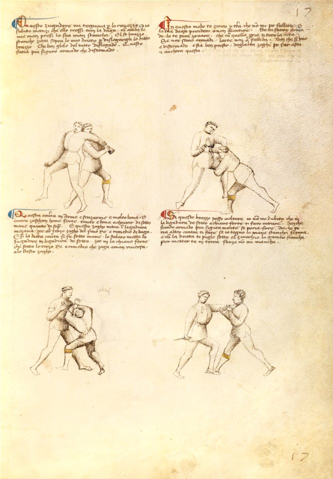 Getty Ms. Ludwig XV 13 15r - Fiore dei Liberi - Combat with Dagger - Google Art Project (6901493)