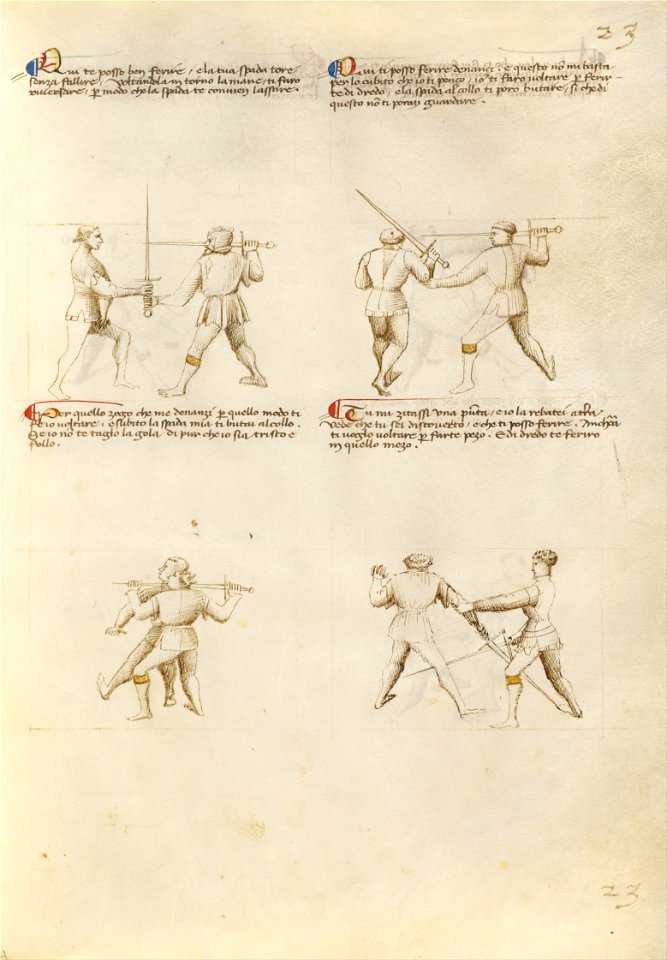 Getty Ms. Ludwig XV 13 21r - Fiore dei Liberi - Combat with Sword - Google Art Project (6890515)