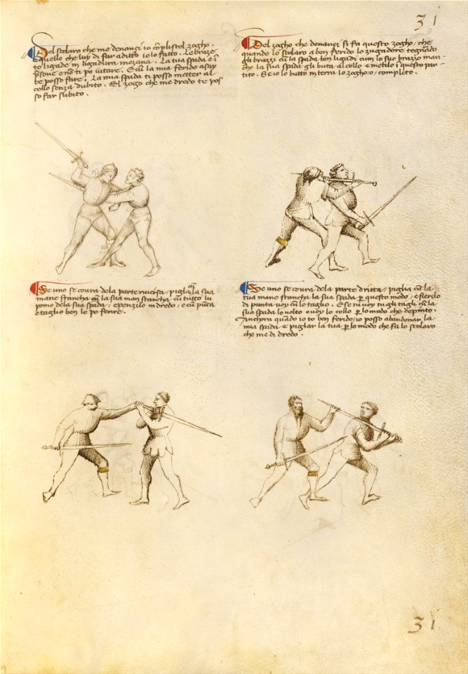 Getty Ms. Ludwig XV 13 29r - Fiore dei Liberi - Combat with Sword - Google Art Project (6895477)