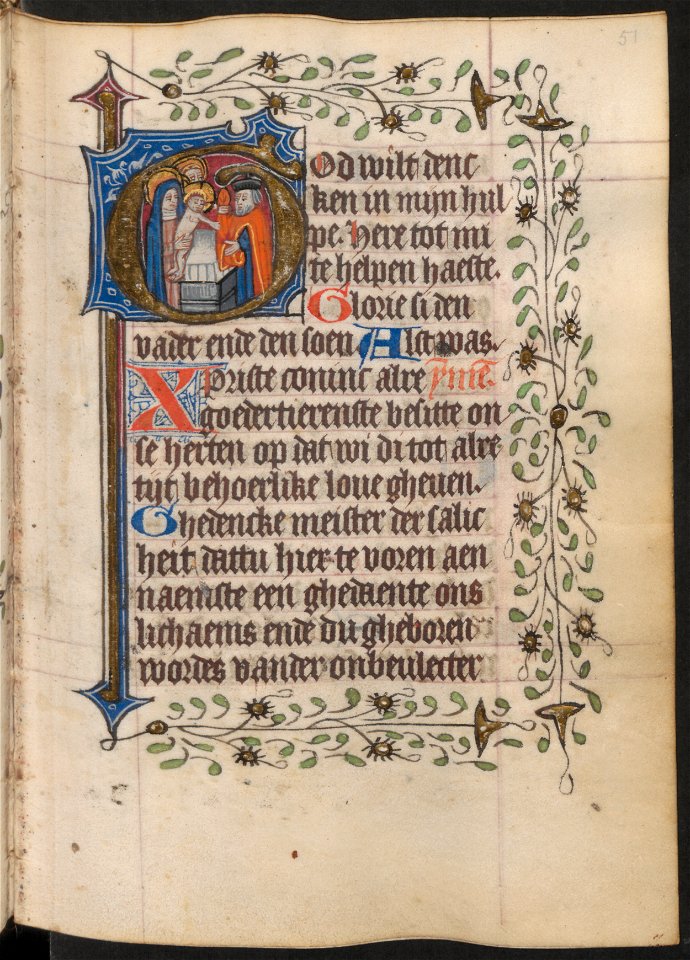 Getijdenboek-UBU Hs. 5 J 27-f.051r-Initiaal met de Besnijdenis van Christus