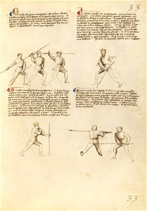 Getty Ms. Ludwig XV 13 31r - Fiore dei Liberi - Combat with Sword, Staff, and Lance - Google Art Project
