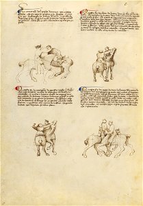 Getty Ms. Ludwig XV 13 45v - Fiore dei Liberi - Unarmed Equestrian Combat - Google Art Project