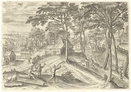 Gezicht op Stal 2, Hans Collaert (I), naar Hans Bol, Jacob Grimmer, 1530 - 1580
