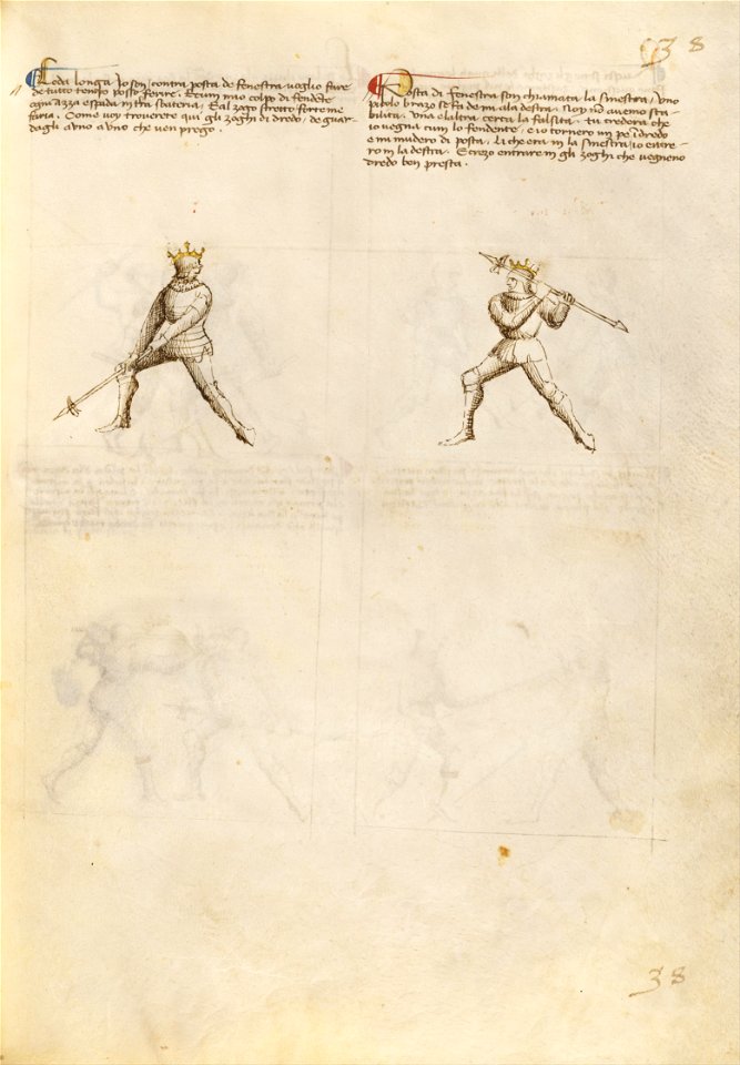 Getty Ms. Ludwig XV 13 36r - Fiore dei Liberi - Combat with Pollaxe - Google Art Project (6876746)