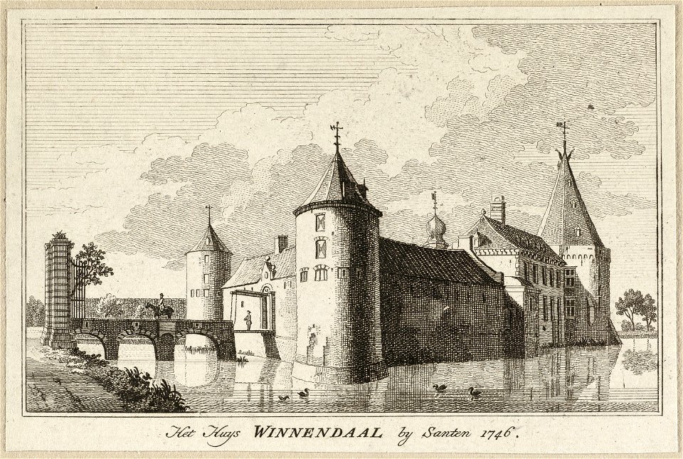 Gezicht op Huis Winnendaal nabij Xanten, Duitsland. Het Huys Winnendaal by Santen,1746. NL-HlmNHA 1477 53009673