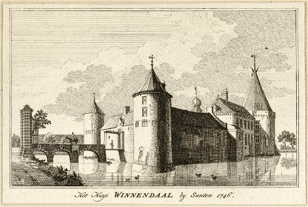 Gezicht op Huis Winnendaal nabij Xanten, Duitsland. Het Huys Winnendaal by Santen,1746. NL-HlmNHA 1477 53009673
