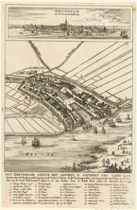 Gezichten op Amsterdam omstreeks 1300 in vogelvluchtperspectief