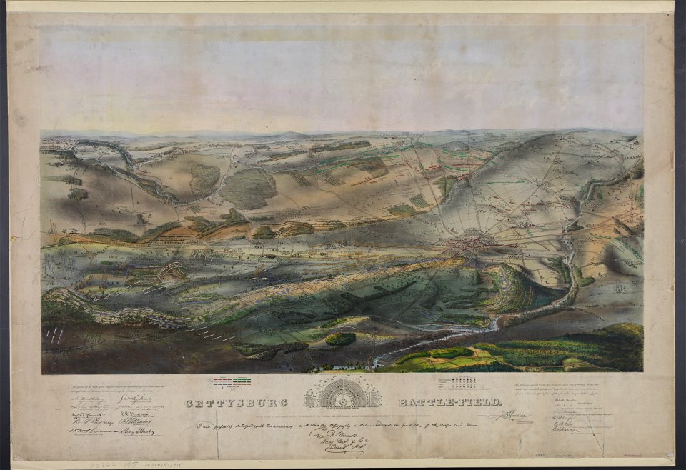 Gettysburg battlefield - Jno. B. Bachelder, del. ; Endicott & Co. lith, N.Y. LCCN93517377