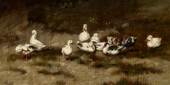 Geza Vastagh Enten am Bachufer