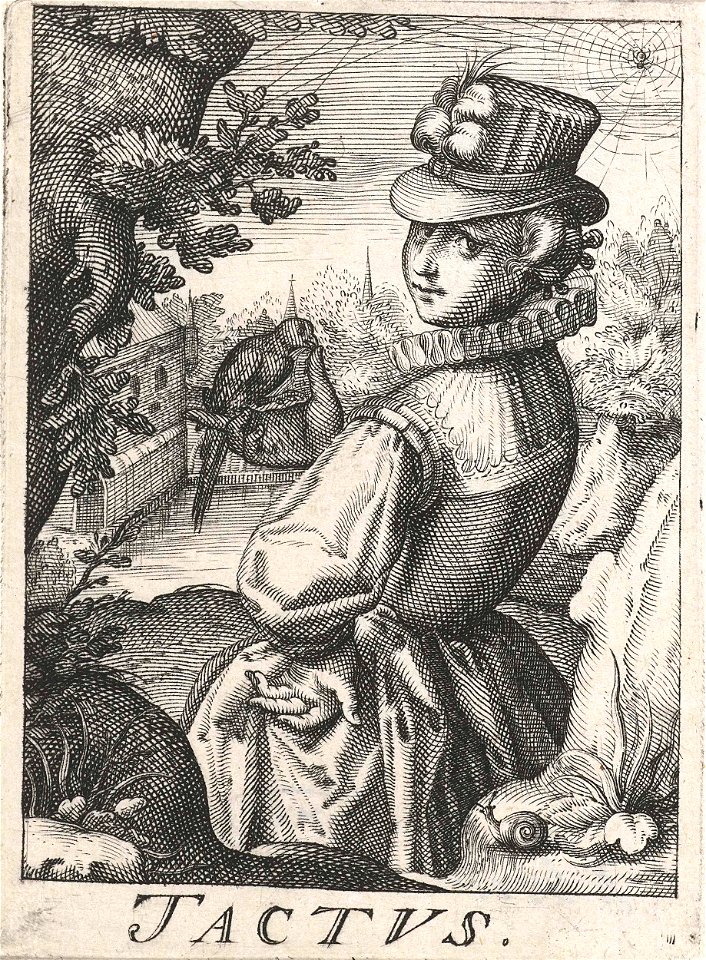 Gevoel (Tactus), een vrouw met een vogel