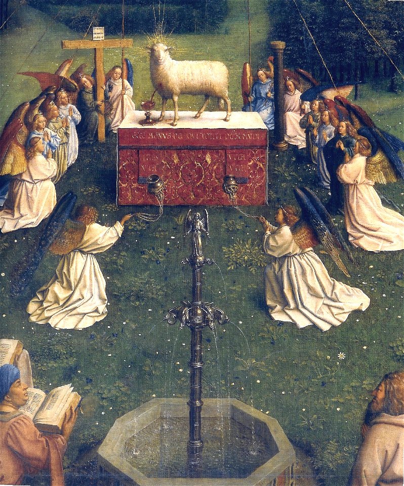 Ghent Altarpiece D - Adoration of the Lamb 1. Free illustration for personal and commercial use.