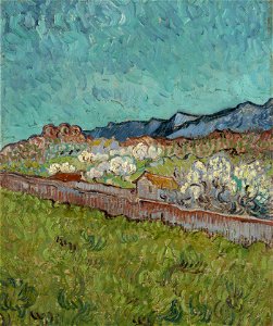 Gezicht op de Alpilles - s0417M1990 - Van Gogh Museum. Free illustration for personal and commercial use.