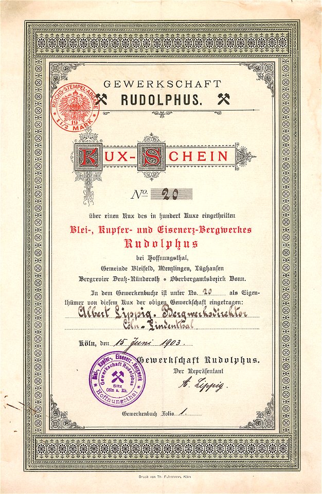 Gewerkschaft Rudolphus 1903