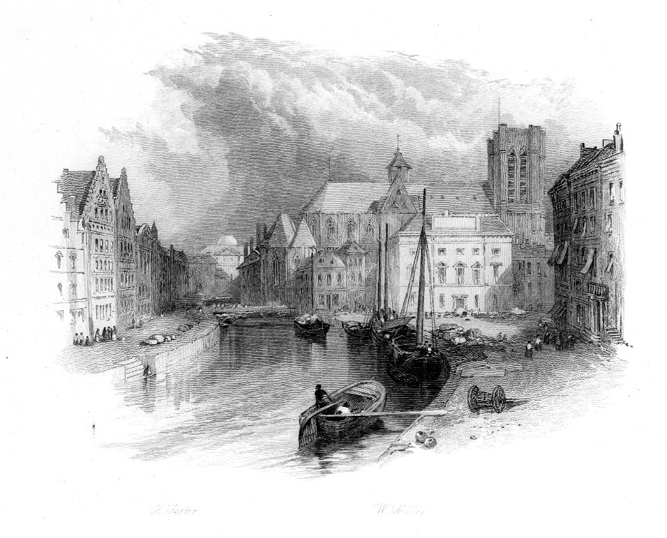 Ghent engraving by William Miller after Birket Foster