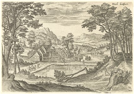 Gezicht op Bosvoorde, Hans Collaert (I), naar Hans Bol, Jacob Grimmer, 1530 - 1580