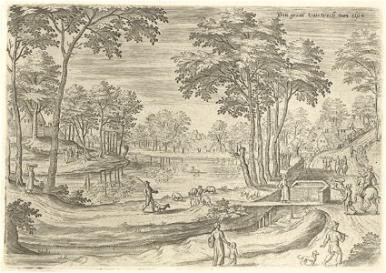 Gezicht op het kanaal van Elsene, Hans Collaert (I), naar Hans Bol, Jacob Grimmer, 1530 - 1580