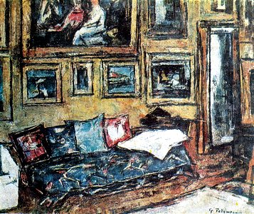 Gheorghe Petrascu - Interior cu divan albastru