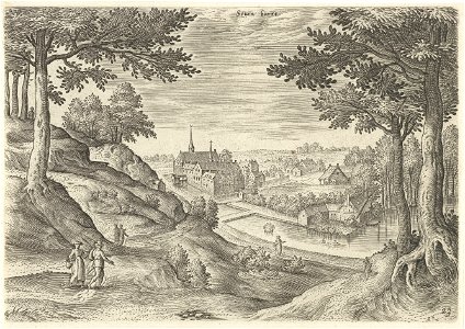 Gezicht op het klooster van Zevenborren, Hans Collaert (I), naar Hans Bol, Jacob Grimmer, 1530 - 1580