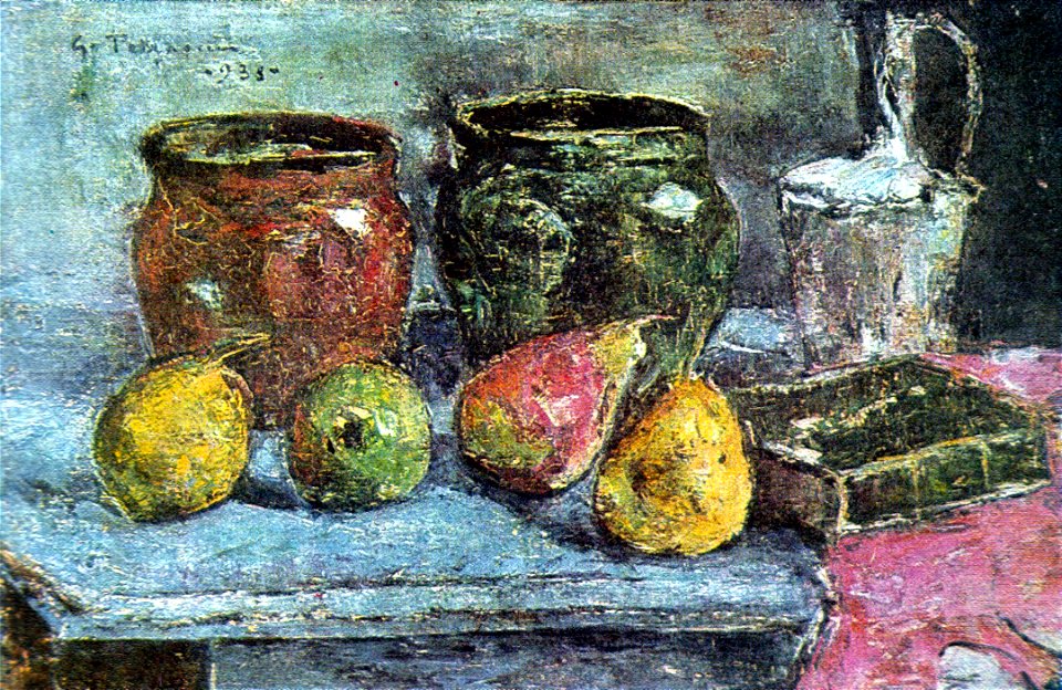 Gheorghe Petrascu - Natura moarta cu oale si pere
