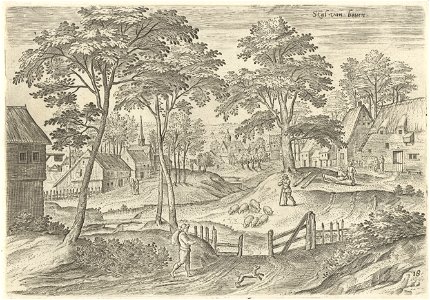 Gezicht op Stal, Hans Collaert (I), naar Hans Bol, Jacob Grimmer, 1530 - 1580