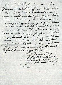 Gheorghe Tattarescu - Certificat de studii eliberat de Giovanni Silvagni din Roma
