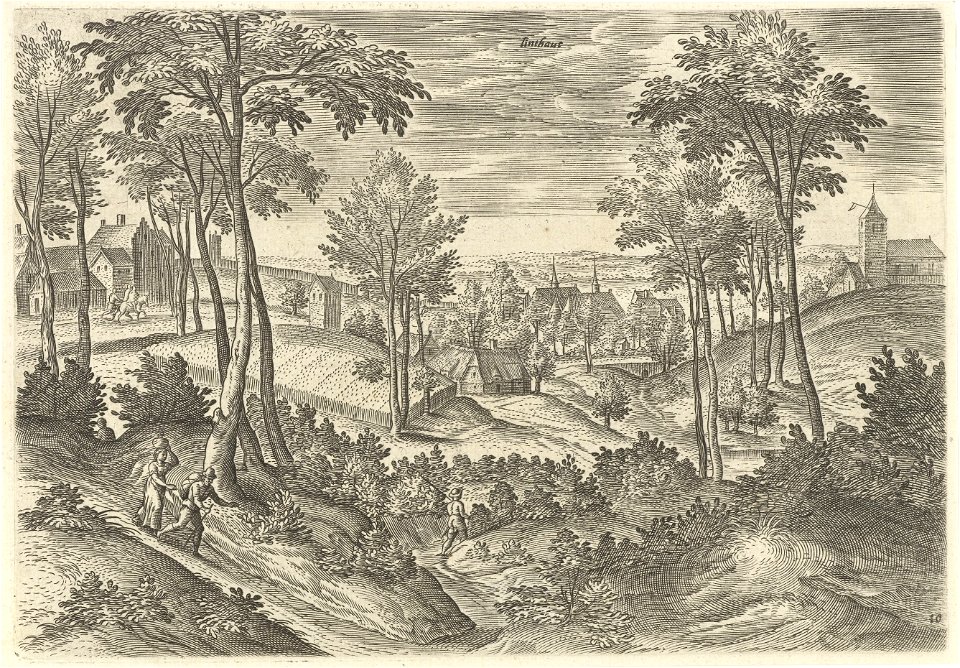 Gezicht op Linthout, Hans Collaert (I), naar Hans Bol, Jacob Grimmer, 1530 - 1580