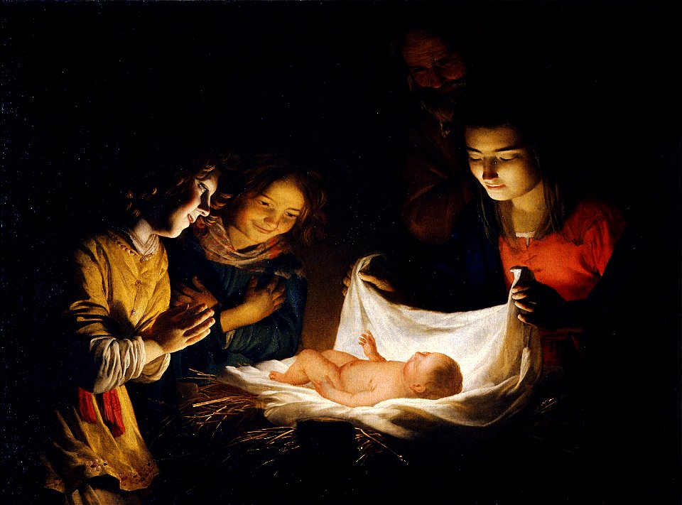 Gherardo delle Notti o Gheritt van Hontorst - Adorazione del Bambino - Google Art Project
