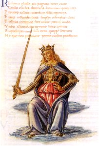 Gherardo di giovannid el fora, retorica, in marziano capella de nuptiis philologiae et mercurii, ms. urb lat 329 f 64v bibl ap vat