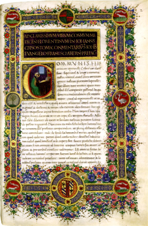 Gherardo di giovanni del fora, incipit da san giovanni crisostomo, homiliae, bibl ap vat, ms urb lat 34 f 2r