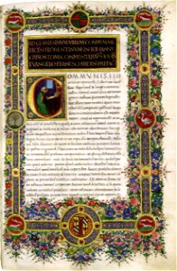 Gherardo di giovanni del fora, incipit da san giovanni crisostomo, homiliae, bibl ap vat, ms urb lat 34 f 2r