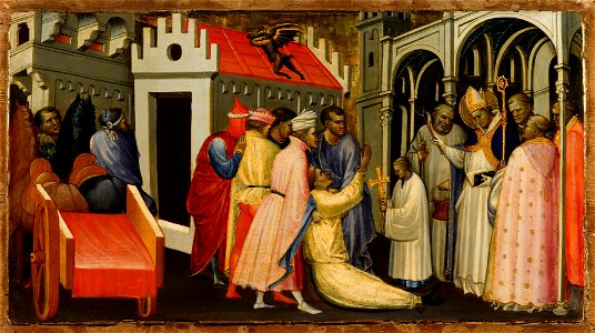 Gherardo Sternina - Saint Hugh of Lincoln Exorcises a Man Possessed by the Devil - Google Art Project